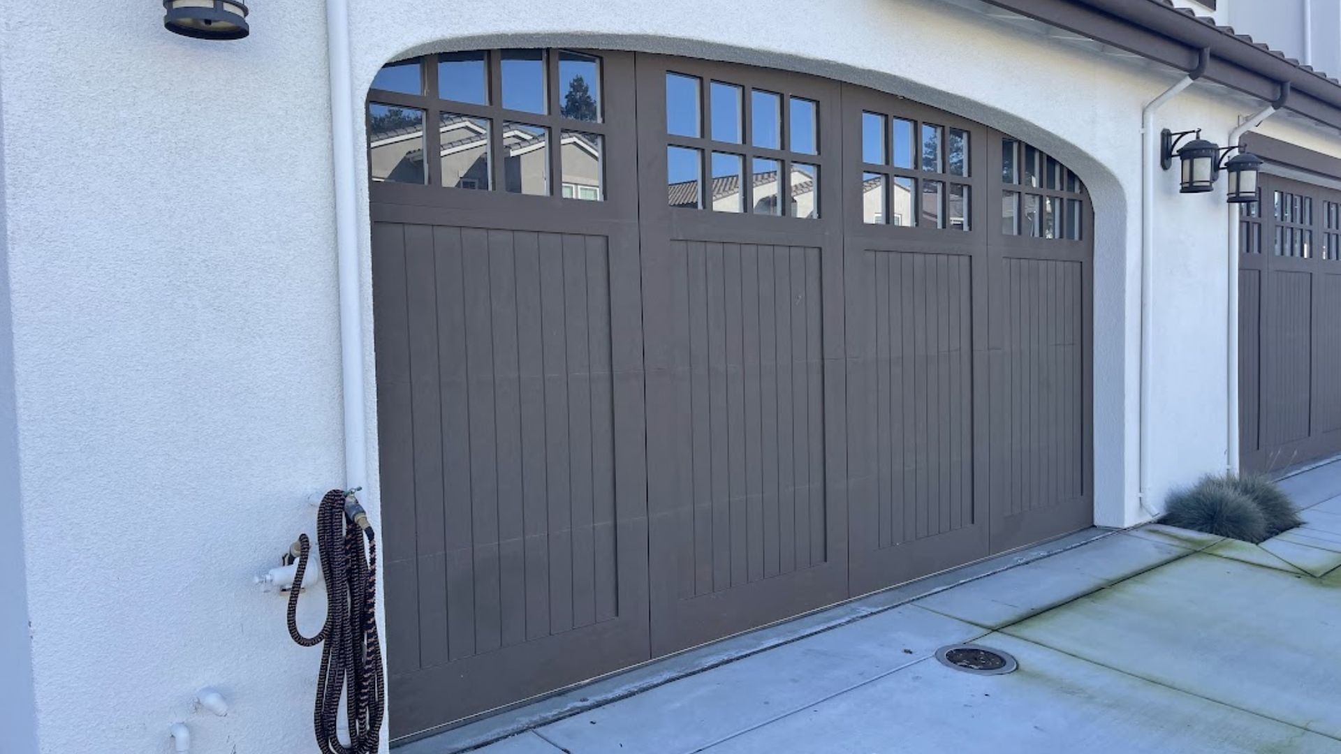 Carriage-type garage doors with customized garage door color
