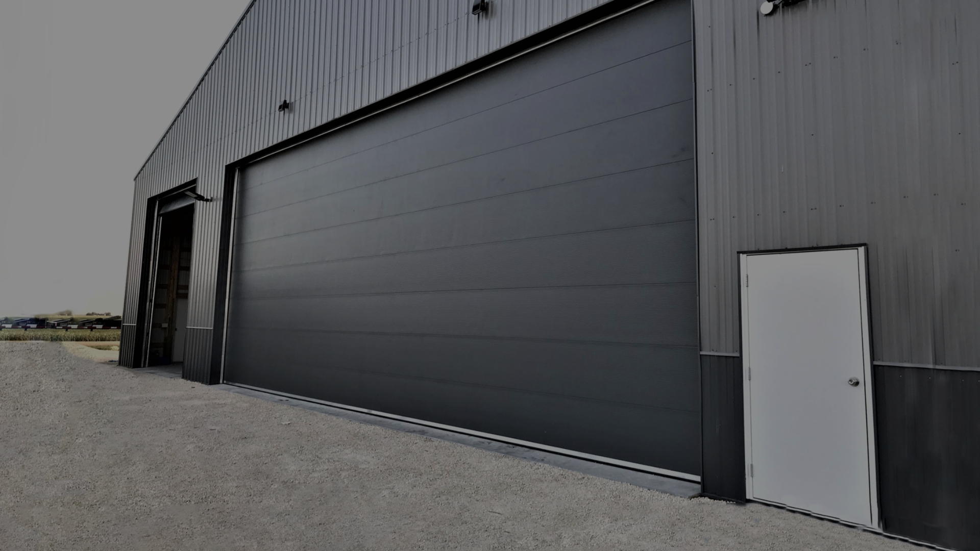 Industrial garage doors of a warehouse