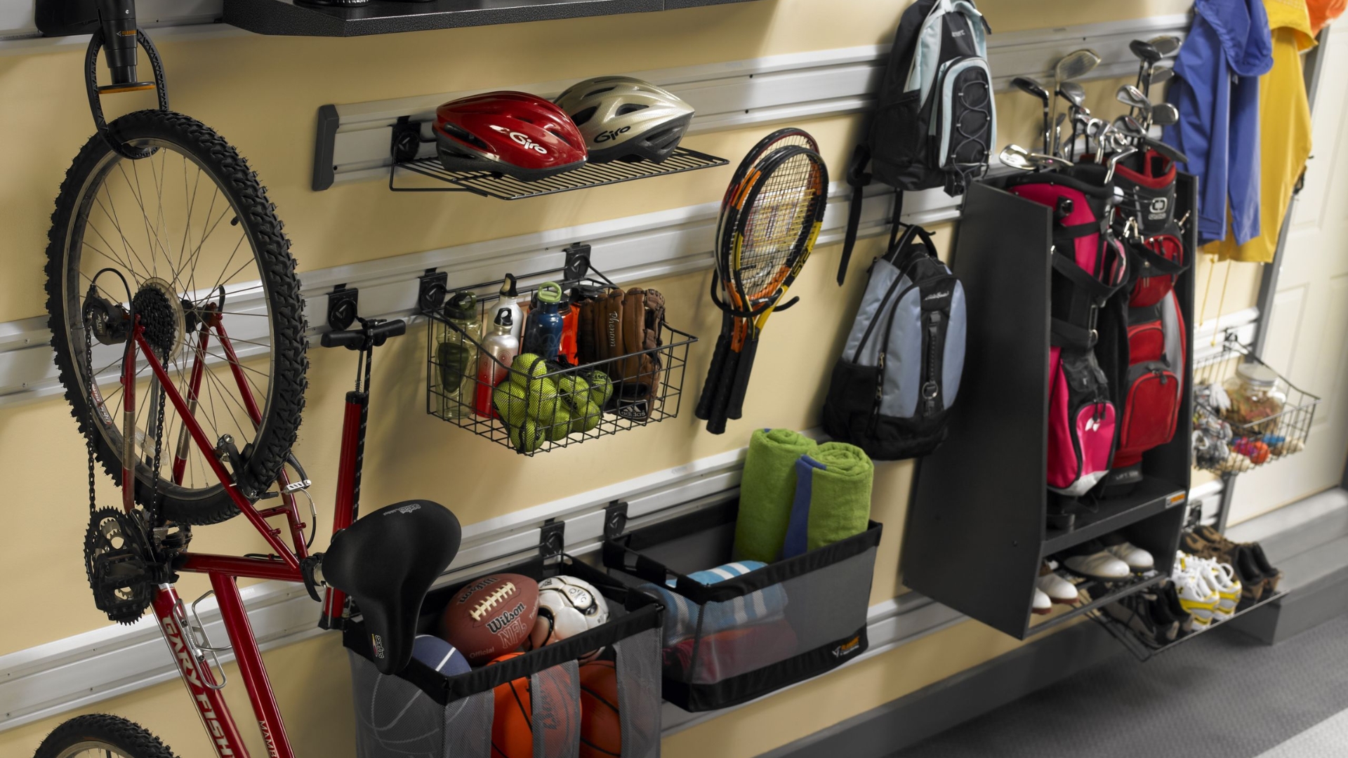 Sports equipment organizers for your garage