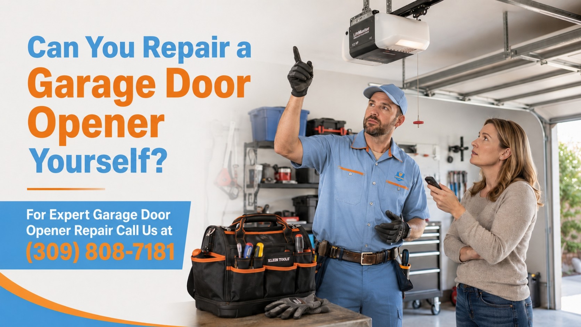 Technician inspecting a garage door opener for garage opener repair cost.