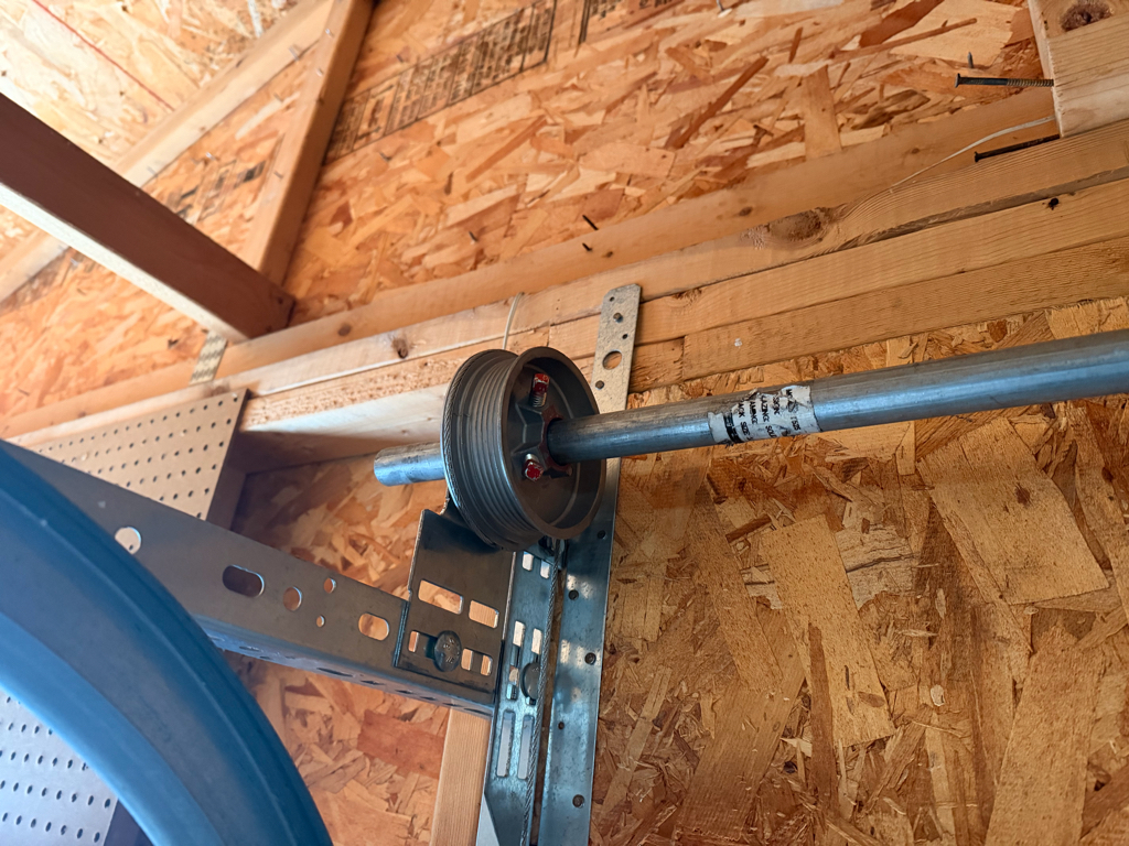 Garage door  cable system installed on a residential garage door.
